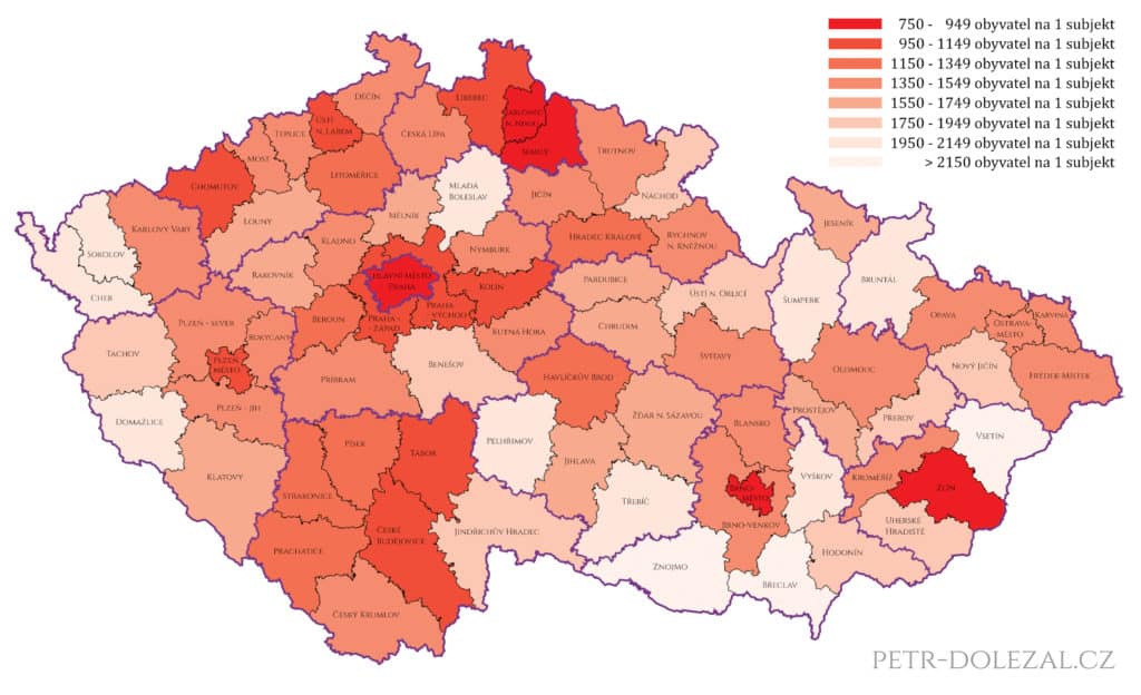 Hustota fotografů v okresech České republiky