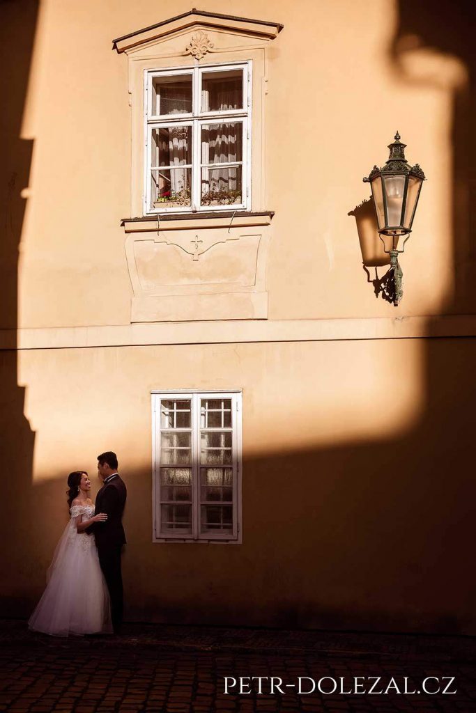 Wedding photo Prague - historic street of the city