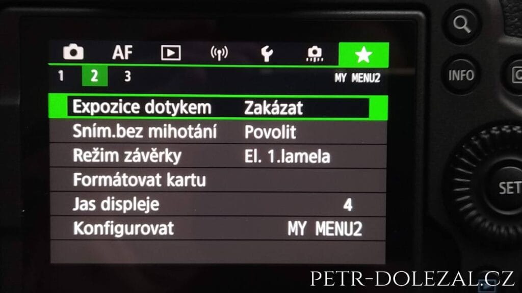 Vlastní menu Canon R6