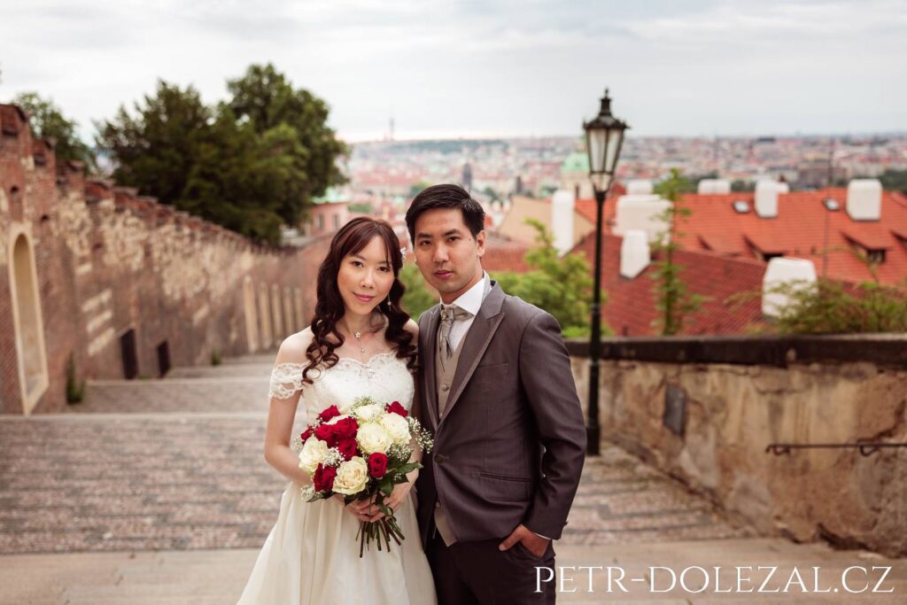 Pre Wedding photo from Prague viewpoint next to Prague Castle